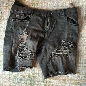 Distressed Gray Jean Shorts for Men